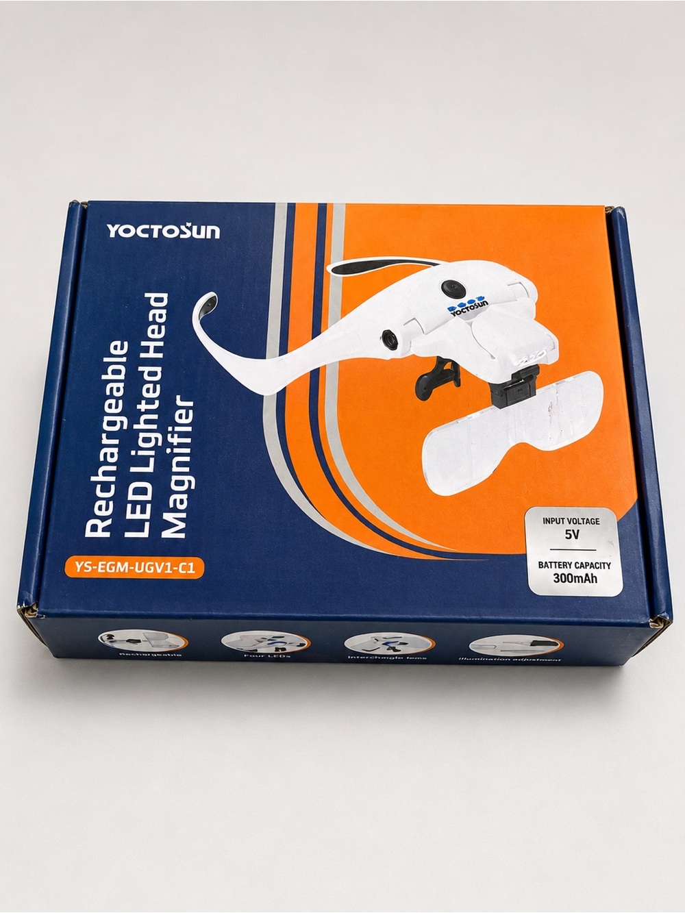 Yoctosun White Rechargeable LED Lighted Head Magnifier
